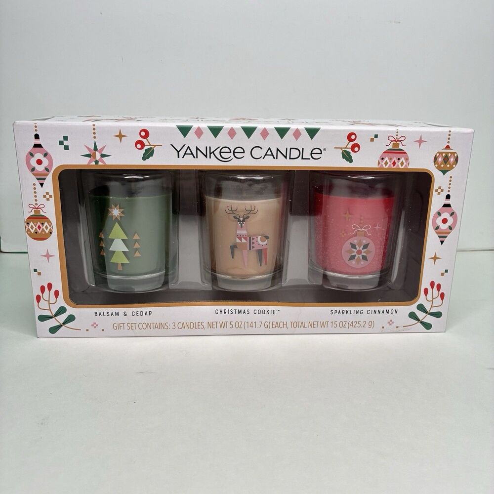 Yankee Candle Holiday Candle Set 5oz - Balsam Cedar, Christmas Cookie, Cinnamon